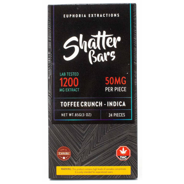 Euphoria Extractions Shatter Bars 1200mg Toffee Crunch Indica - Power Plant Health