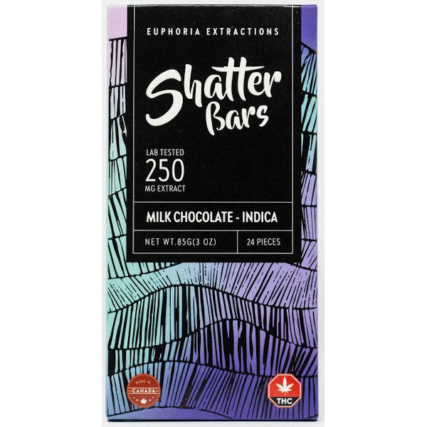 Euphoria Extractions Shatter Bars 250mg Milk Chocolate Indica - Power Plant Health