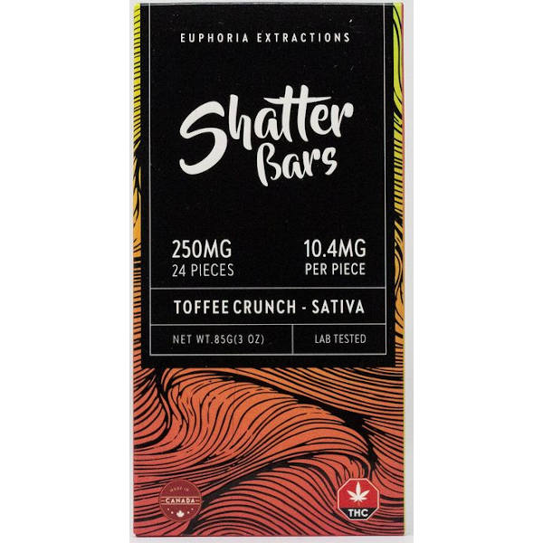 Euphoria Extractions Shatter Bars 250mg Toffee Crunch Sativa - Power Plant Health