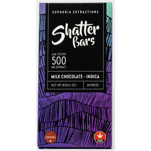 Euphoria Extractions Shatter Bars 500mg Milk Chocolate Indica - Power Plant Health