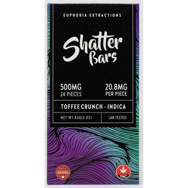 Euphoria Extractions Shatter Bars 500mg Toffee Crunch Indica - Power Plant Health