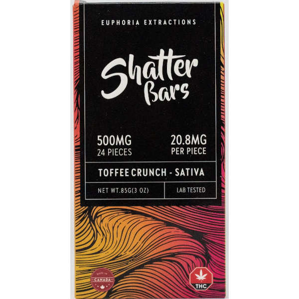 Euphoria Extractions Shatter Bars 500mg Toffee Crunch Sativa - Power Plant Health