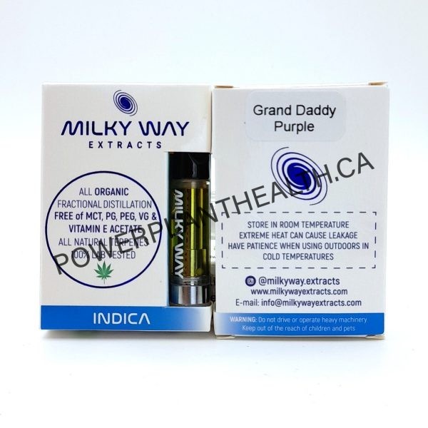Milky Way Extracts 1g Distillate Cartridges Indica Grand Daddy Purple 1 - Power Plant Health